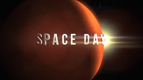 día espacial con el planeta rojo y el destello dorado en la galaxia