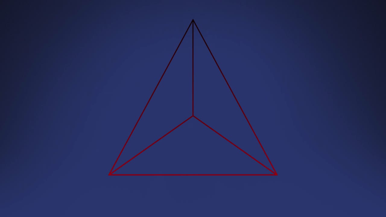 animación de líneas en triángulo contra fondo azul