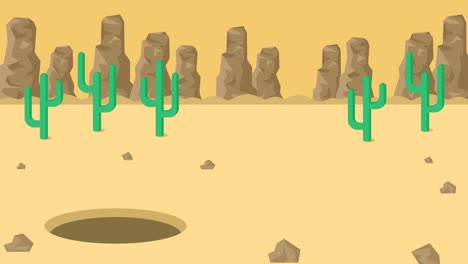 el hombre de negocios cae en el agujero. el fondo del desierto. el concepto de riesgo. ilustración de bucle en estilo plano.