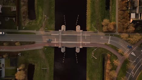 aerial view of a dutch canal bridge