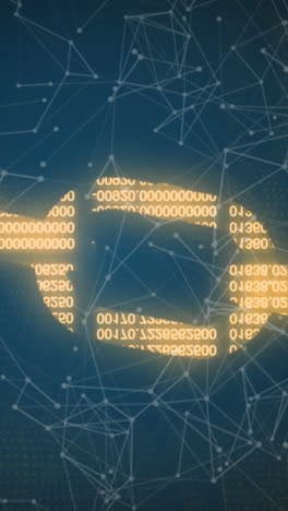 animación del procesamiento de datos de codificación binaria a través de cadenas y redes de seguridad en línea