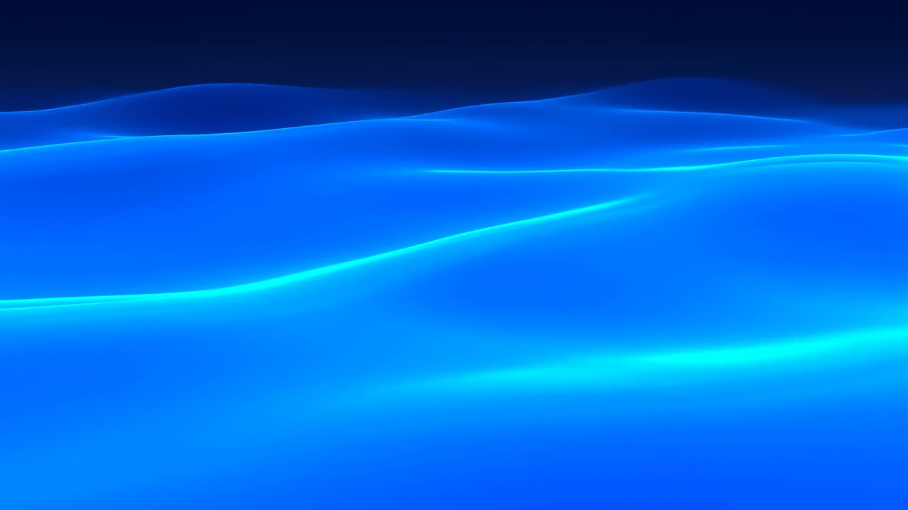 Abstract Blue Liquid Waves Flowing on Dark Background