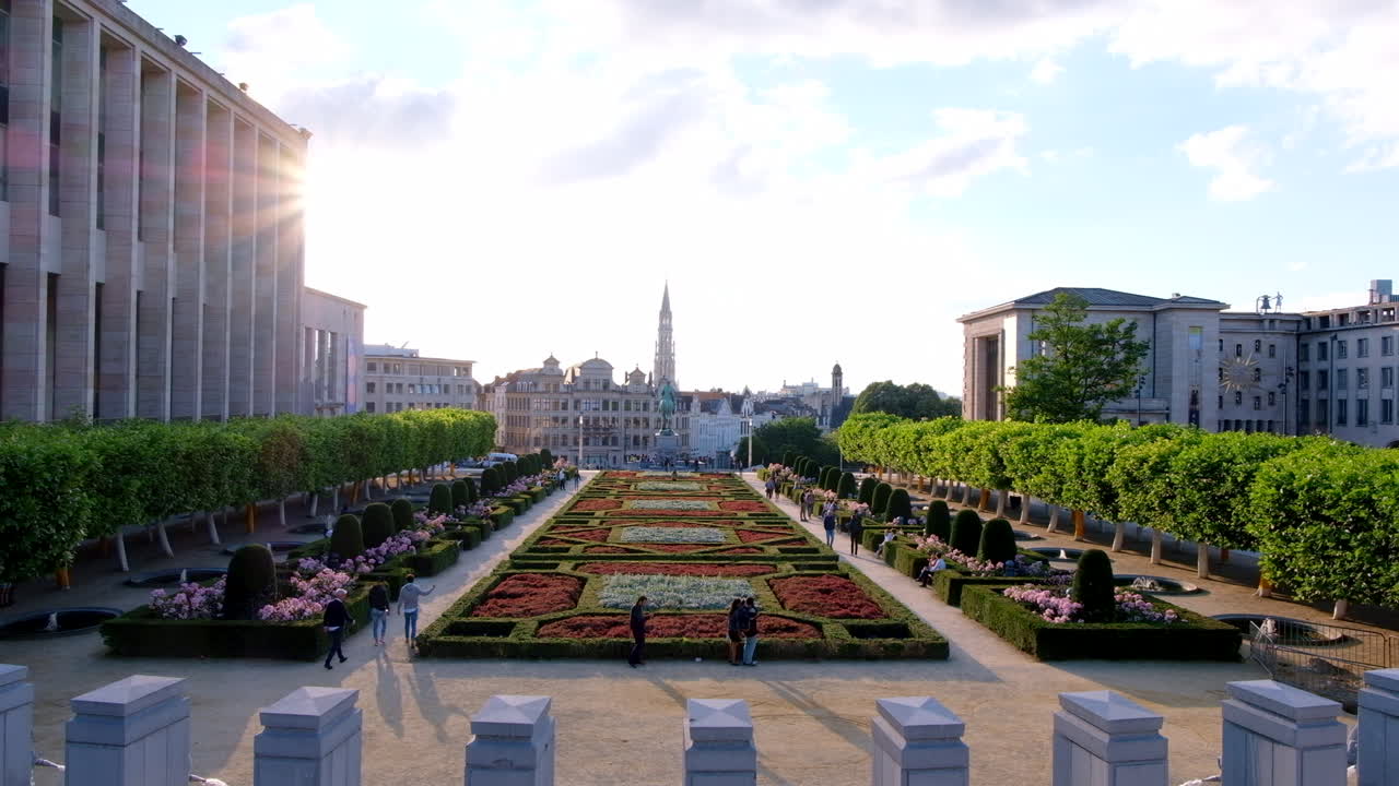 Brussels, Belgium - December 2, 2022: View of the Mount of the Arts urban complex in the city centre