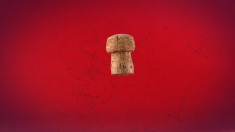 network of connections floating over wine cork falling against red background