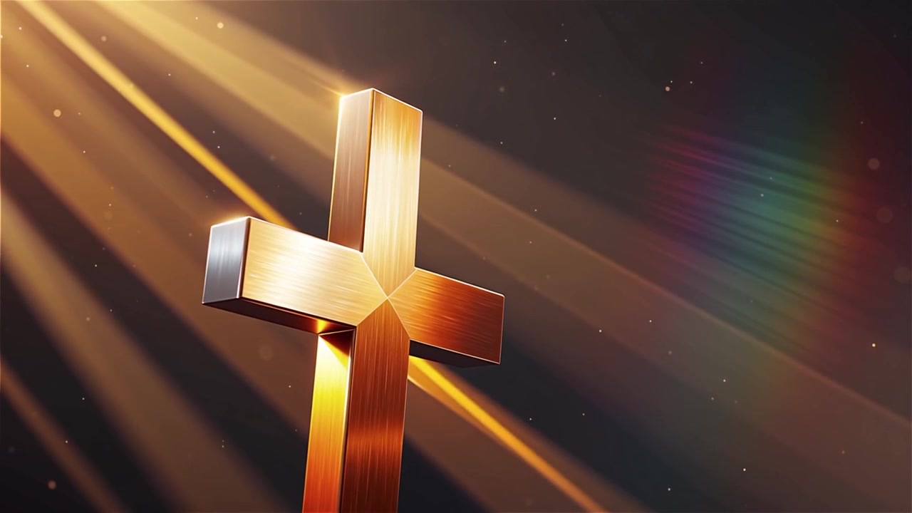 Croce Cristiana Luce Celestiale Sfondo per il Culto.
