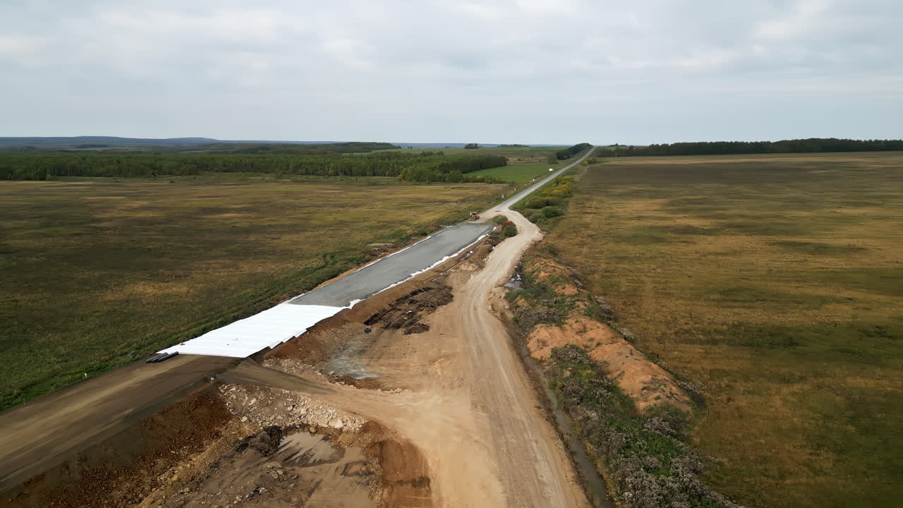 vista aérea del sitio de construcción de carreteras