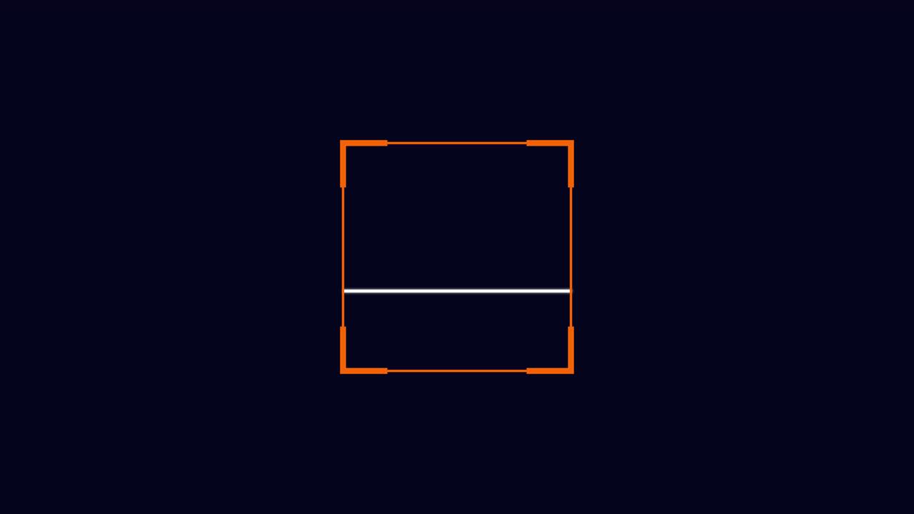 Animated Orange Square with Moving White Line on Dark Background