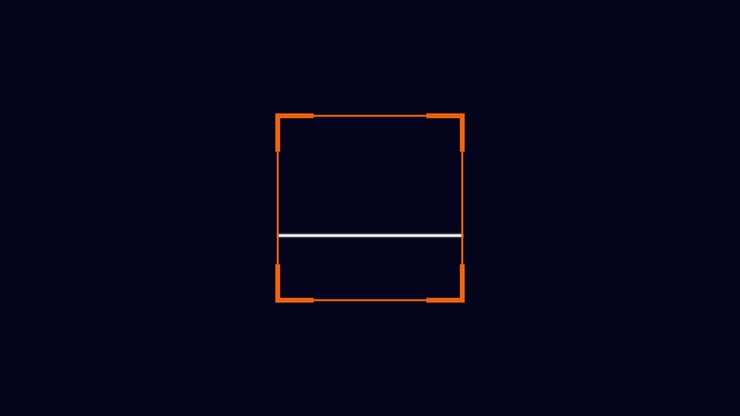 Animated Orange Square with Moving White Line on Dark Background
