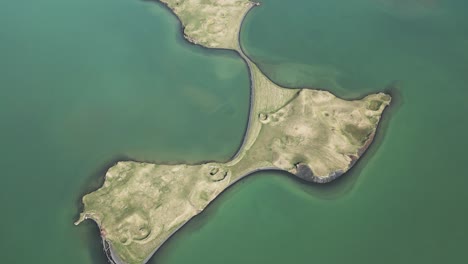 Drone-flight-over-pseudocraters-on-remote-volcanic-Myvatn-island