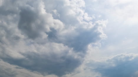 formation of rain cloudscape in the atmosphere. grey overcast sky from low angle view. timelapse.