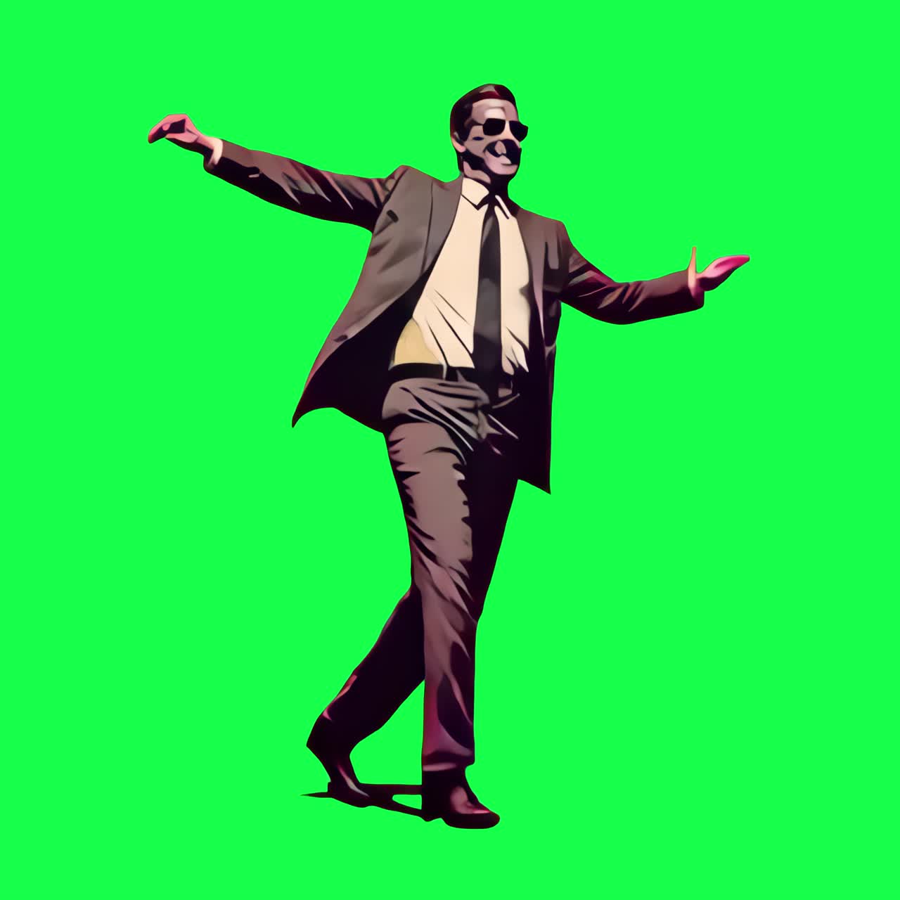 Dancing businessman silhouette illustration animation, transparent 4K video, green screen