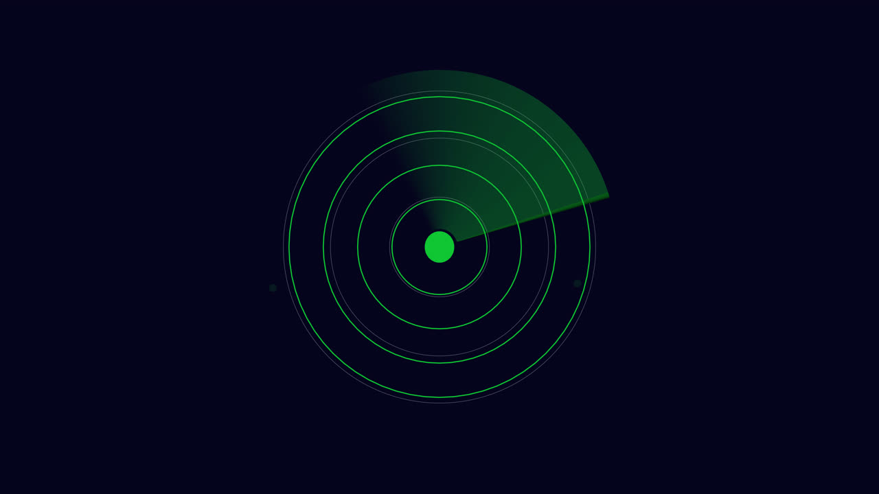 Animazione futuristica di scansione dello schermo radar verde