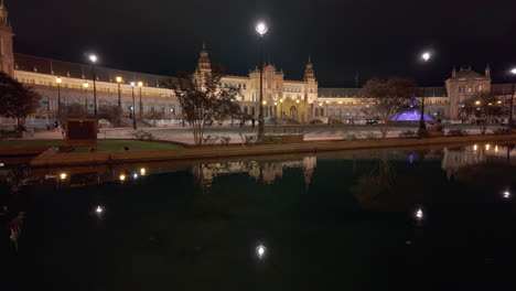 night view of plaza de espana, seville, spain