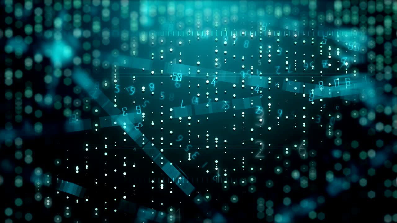 Digital crypto nanotechnology binary code development intelligence AI neural data information. 4K UHD 3D video loop animation.