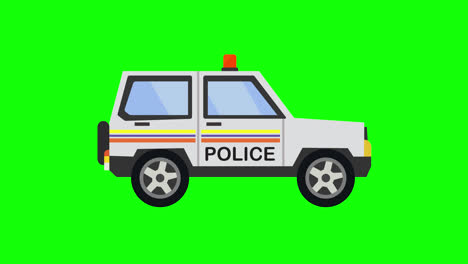 Animation-Des-Polizeiauto-Symbols.-Fahrzeugschleifenanimation-Mit-Alphakanal,-Grüner-Bildschirm.