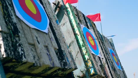 targets with arrows at a shooting range.