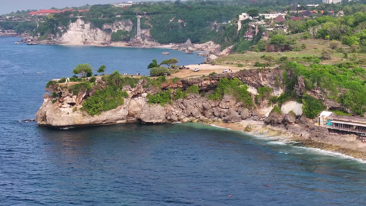 Coastal of Uluwatu, Bali. View Point on the cliff at Balangan Beach. Indonesia travel. Aerial