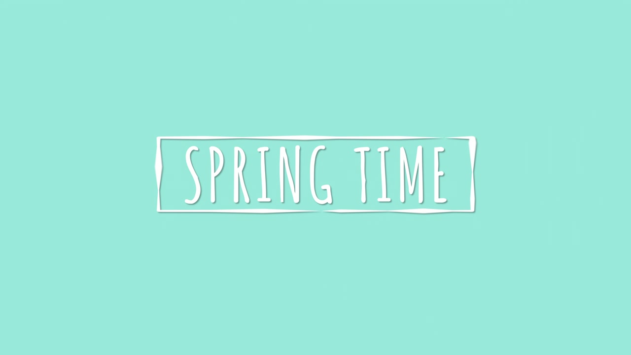 Spring Time in white frame on fashion green gradient