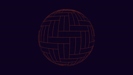 interconnected 3d sphere grid of orange lines on black background