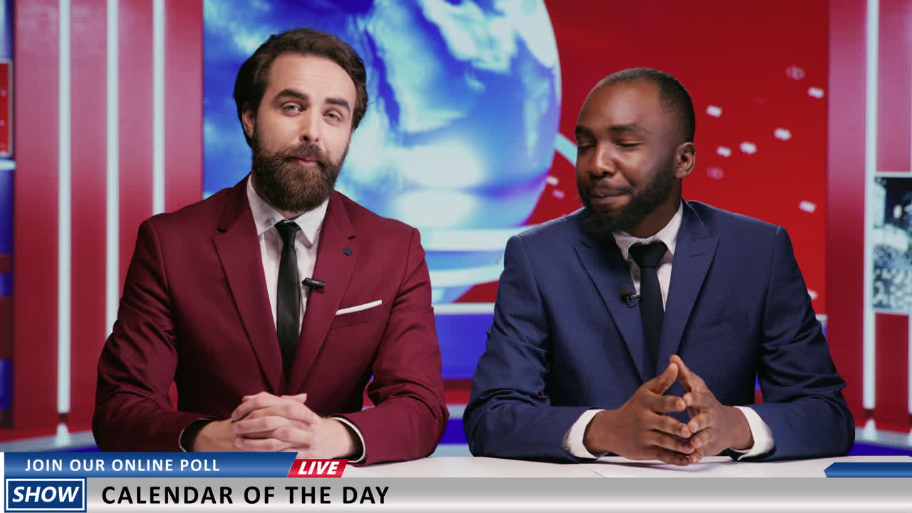 hombres diversos presentando el programa matutino en vivo