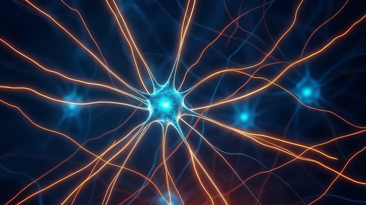 Dynamic video concept of glowing neural network connections