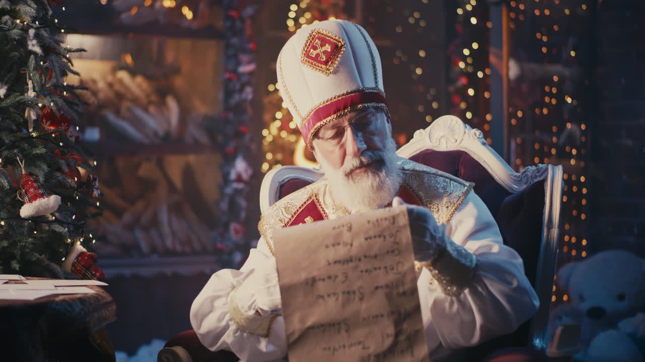 Sinterklaas reading a list