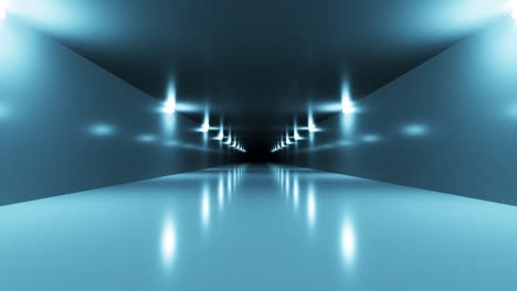 empty futuristic tunnel with glowing lights