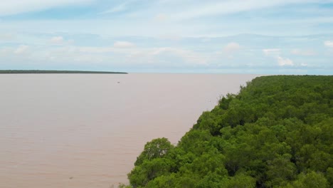 La-Corriente-Del-Delta-Del-Mekong-Entrando-Al-Mar-En-El-Sur-De-Vietnam,-Delta-Del-Río-Nueve-Dragones