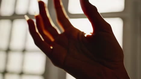 hands in silhouette bathed in light