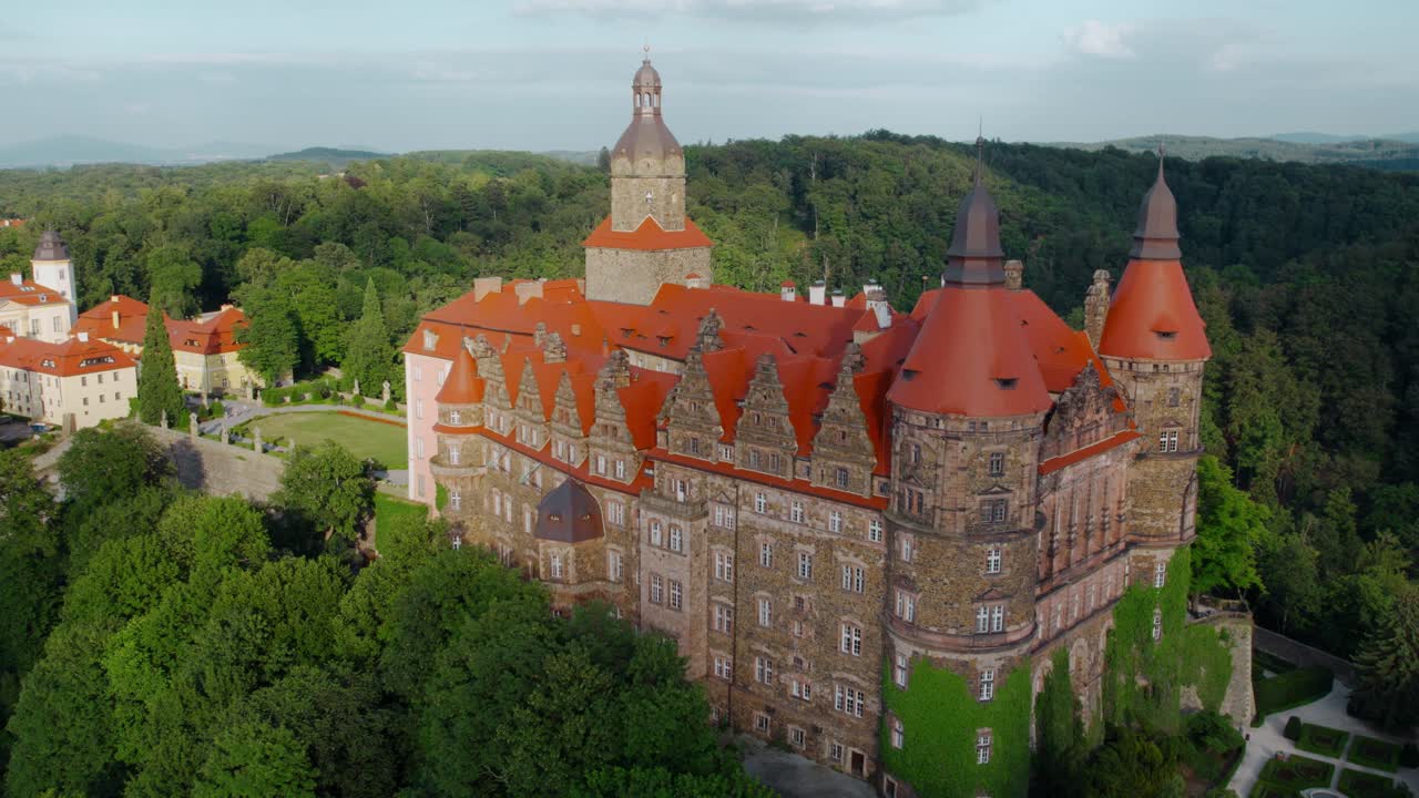 Aerial View of a Historic Castle in Poland