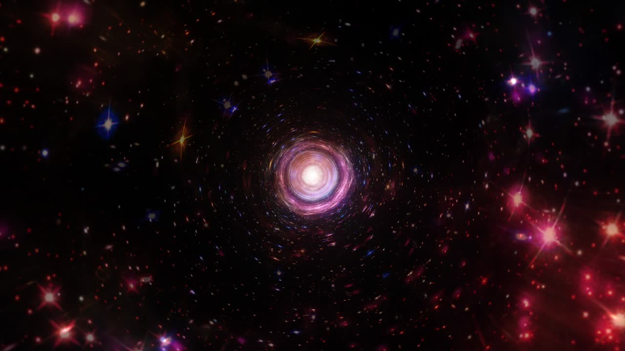 абстрактный межзвездный полет, путешествие во времени, прыжок в красочном гиперпространстве, 4k 3d беспрепятственный цикл, гипертунель или наука о червоточине, цифровой фон, сингулярность, гравитационные волны и концепция пространства-времени.