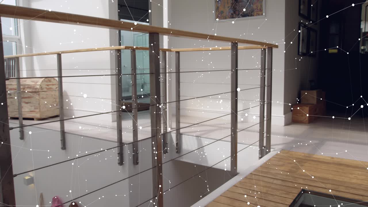 Camera moving forward across balcony railing causing AR panels tilting ...