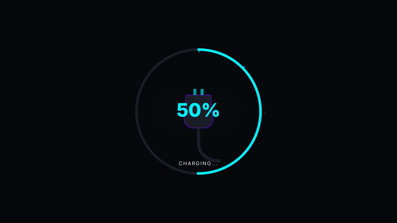 Digital Charging Progress Bar Animation with Electric Plug Icon