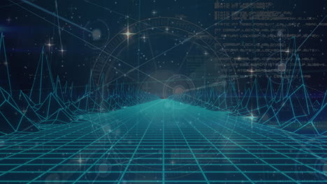 animation der datenverarbeitung und globus mit verbindungen