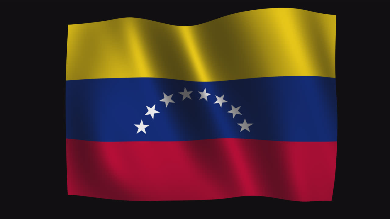 Bandeira da Venezuela Tremulando em Fundo Preto