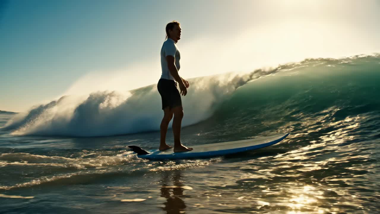 Surfer riding the waves