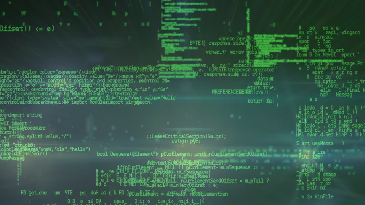 Animation of data processing on green background