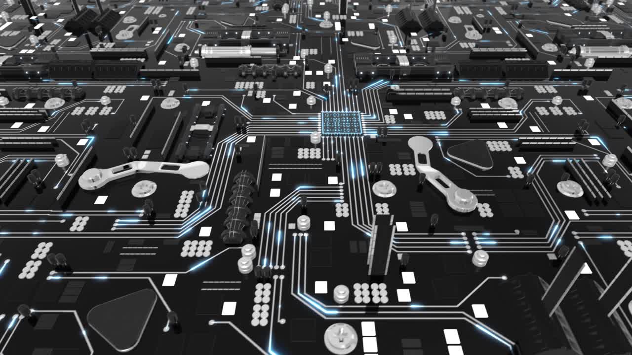 el bucle de la placa base futurista azul 4k