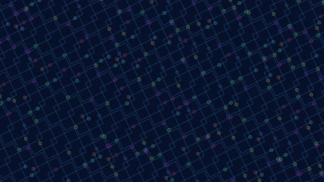 geometric design colorful grid of dots on dark blue background