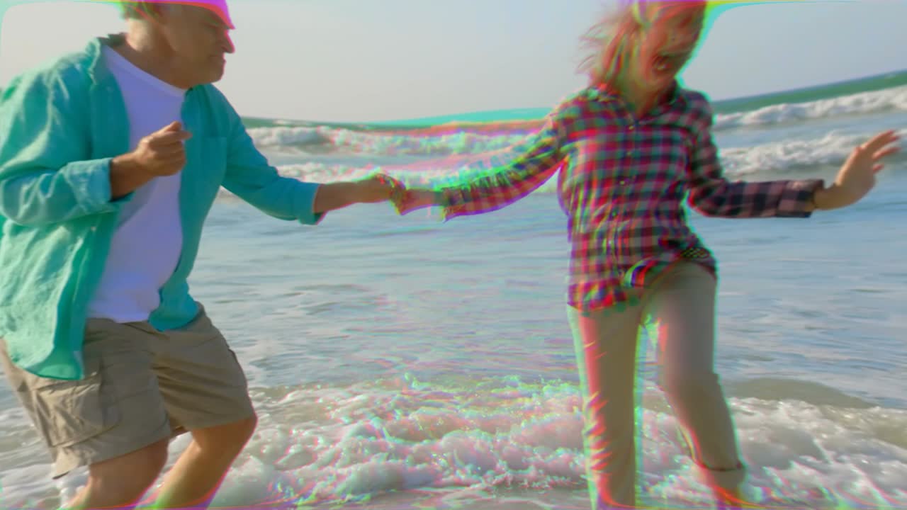 Happy Couples Enjoying Beach Vacation