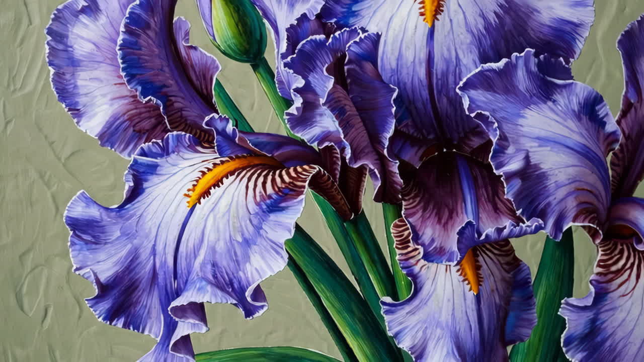 Purple Irises in a Vase