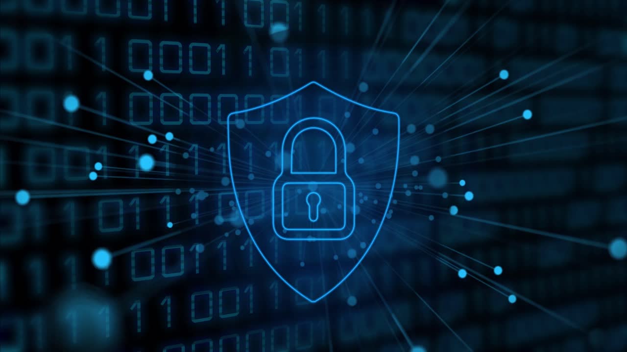 Animation of digital data processing over black background