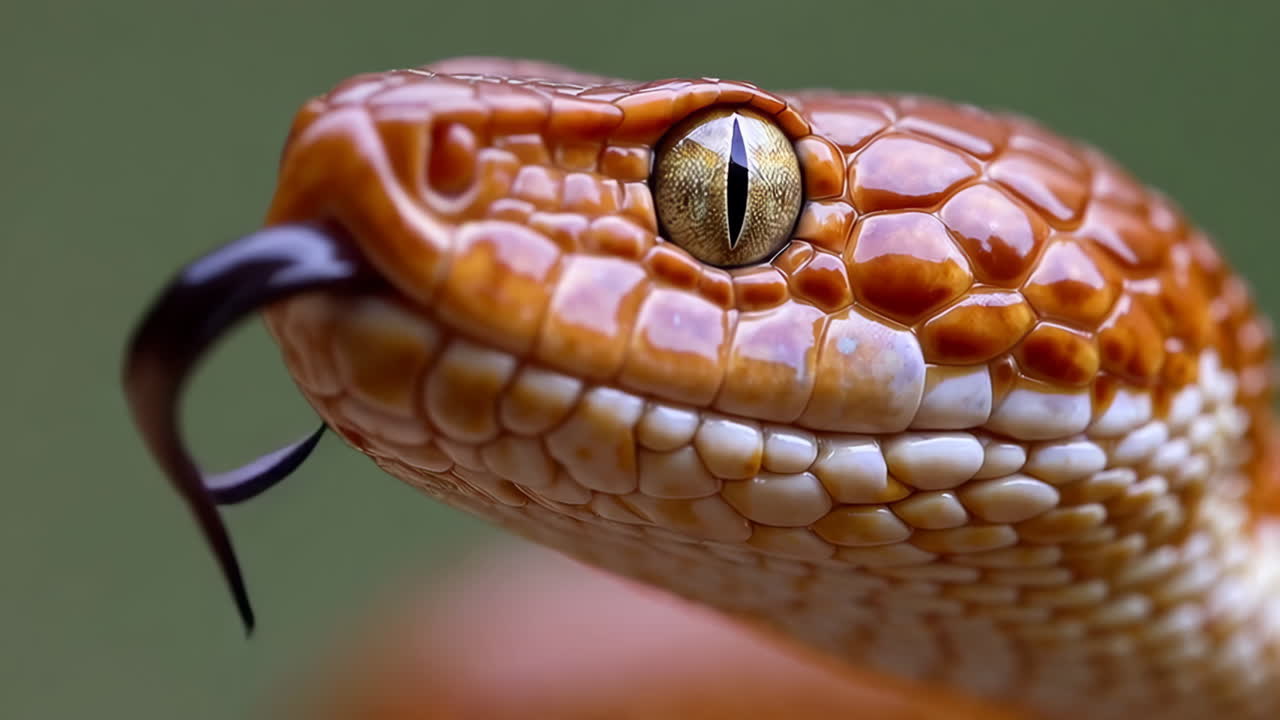 Close-up of a Snake with its Tongue Flicking