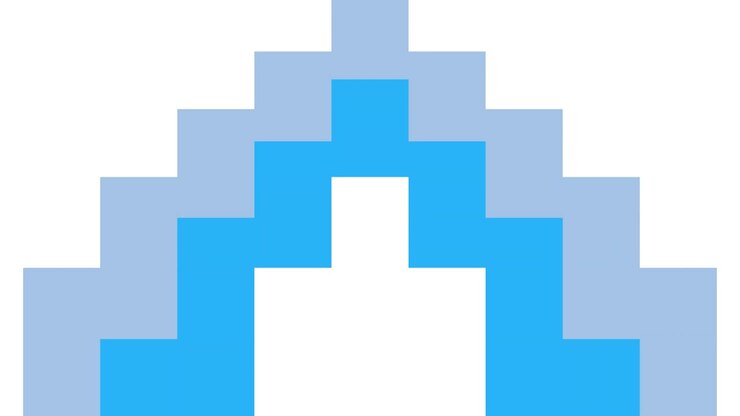Moving blue squares on white background