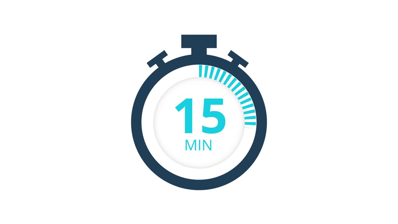The 30 minutes, stopwatch icon. Stopwatch icon in flat style, timer on on color background. Motion graphics.