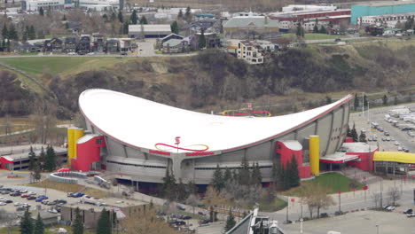 saddledome sports hockey arena in victoria park in calgary, alberta, home of the calgary, flames