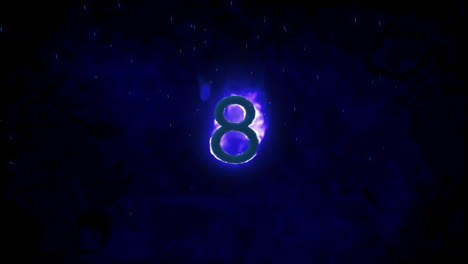 animation of 8 text in burning flames over dark background