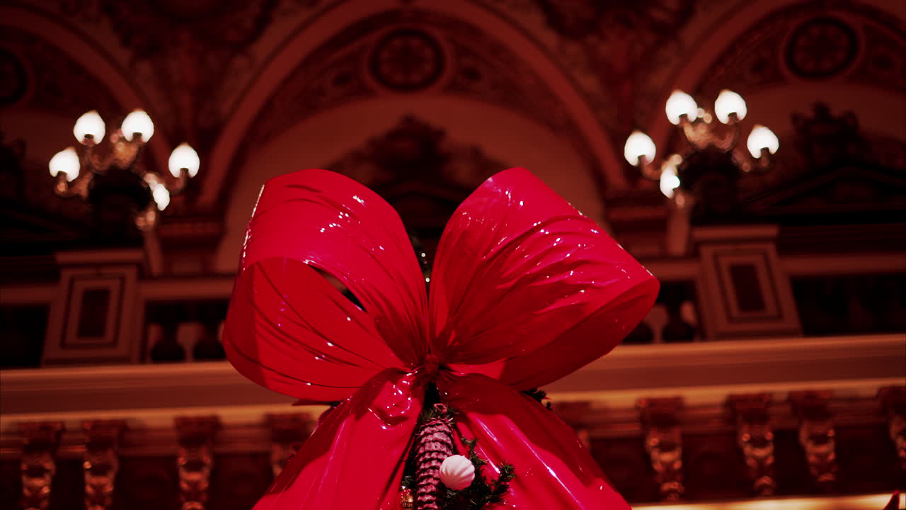 The decorated Christmas tree inside the Monte Carlo Casino in Monaco