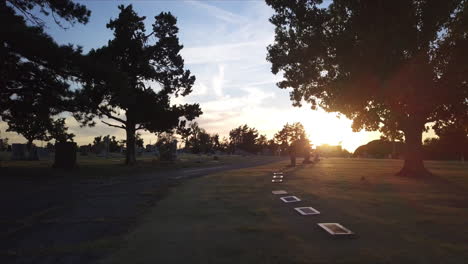 Drone-shot-og-graveyeard-at-dusk