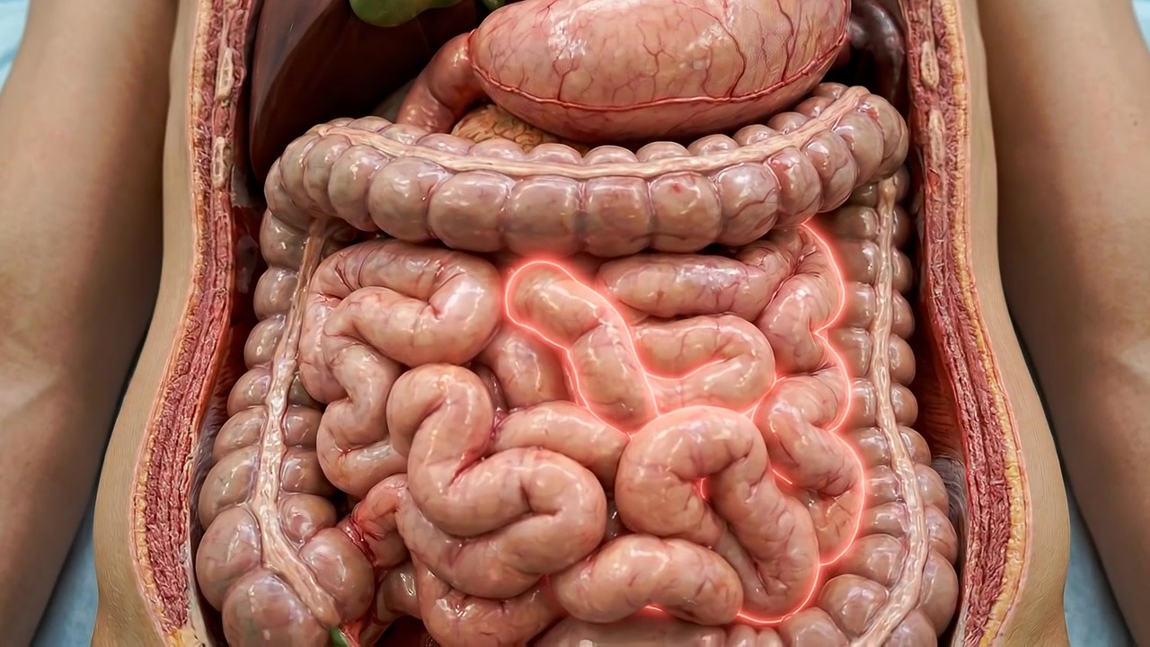 Animazione medica dell'anatomia del sistema digerente umano